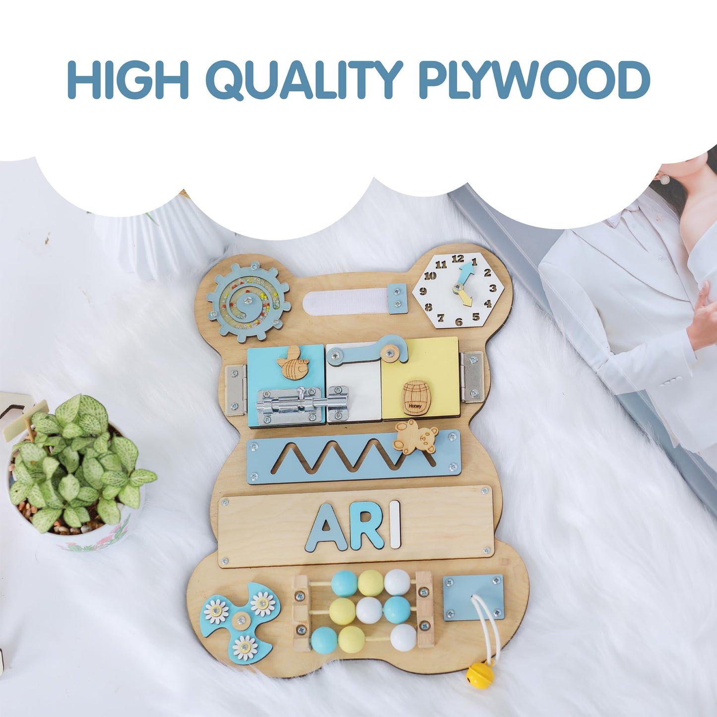 Nabytok Customized Name Puzzle for Toddlers (Fixed I J Letters) Personalized Toddlers Busy Board, Baby Personalized Board for 1-5 Years Old, First Birthday Gift, Montessori Toys (Pastel Girl)