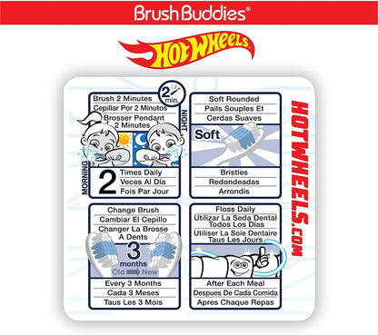 Brush Buddies Hot Wheels Toothbrush for Kids, Kids Toothbrushes, Toothbrush Pack, Soft Bristles for Kids, Toddler Ages 2-4, 6PK