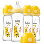 YOHKOH Natural Glass Baby Bottle with Natural Response Nipple, Newborn Anti-Colic Baby Bottles, Wide Neck Mushroom Cap Baby Bottle, Clear (8.8ounce (Pack of 4), Multicolour1)