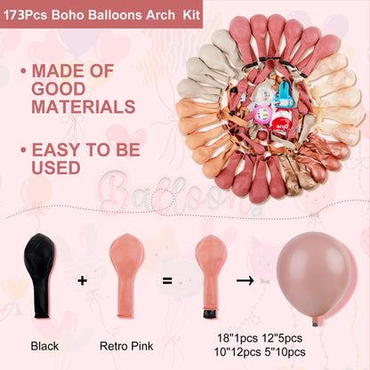 Amandir 173Pcs Pink Blue Green Balloon Arch Garland Kit, Dusty Baby Pink Mauve Pastel Mist Haze Green Blue Gold Confetti Balloons for Baby Shower Gender Reveal Wildflower Birthday Party Decorations