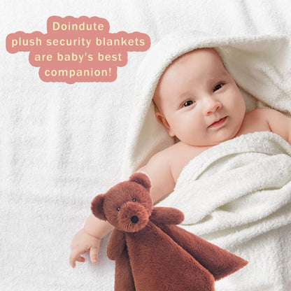 Baby Brown Teddy Bear Soft Stuffed Animal Security Blanket, Plush Bear Character Lovey Blanket, Baby Shower/Nursery Gift, Newborn Infant Toddler Snuggle Blankie for Girls Boys, 14 Inches