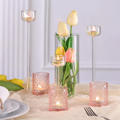 24pcs Pink Votive Candle Holders, Girl Baby Shower Decorations, Tealight Candle Holder for Valentine's Day, Wedding, Brithday Party, Table Centerpiece