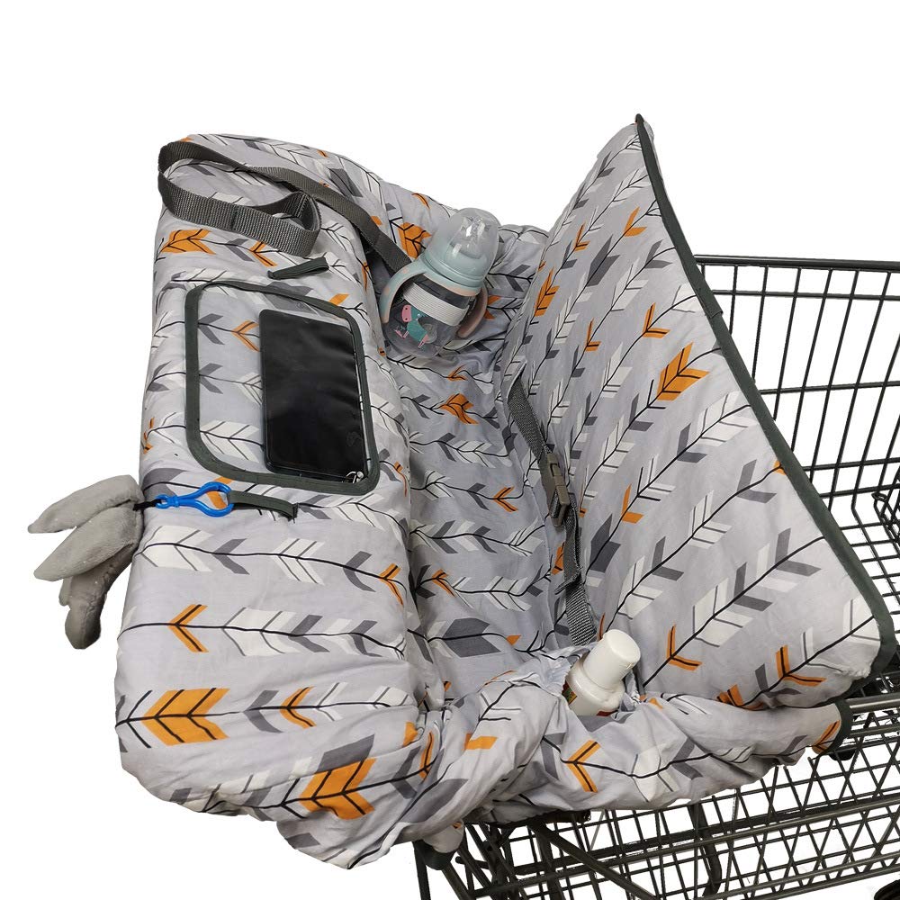 Shopping Cart Cover for Baby/Toddler 2-in-1 High Chair Cover, Easy Attach & Remove, with Cellphone Holder, Pink Strip Star