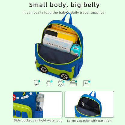 Car Dinosaur Kids Toddler Backpack for Boys and Girls Children Waterproof Preschool Bag(Red Music Party)