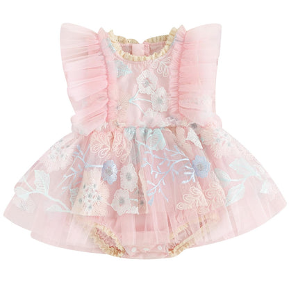 Mubineo Baby Girl Summer Clothes Lace Romper Skirt Dress Princess Outfits Sleeveless Flower Newborn Outfit