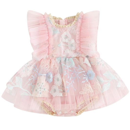 Mubineo Baby Girl Summer Clothes Lace Romper Skirt Dress Princess Outfits Sleeveless Flower Newborn Outfit