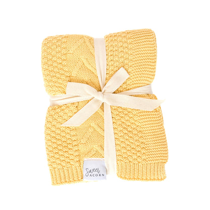 Knit Baby Blanket in Elegant Pattern, Organic Cotton Blankets for Crib or Stroller, Receiving Blankets - Salt White