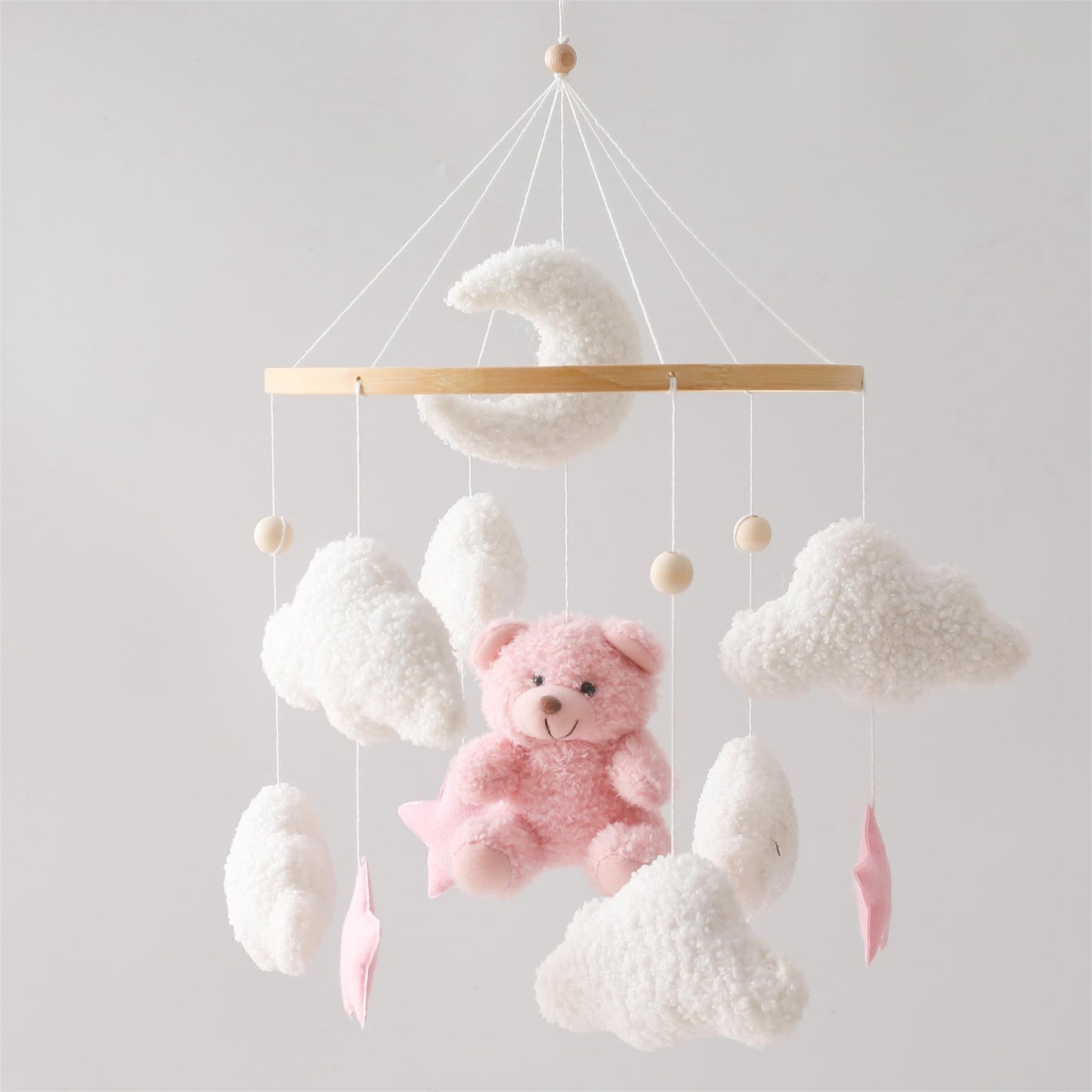 EERKEOD Baby Crib Mobile Bear Nursery Mobile for Boys Girls Teddy Velvet Mobile Nursery Decor for Infant Bedroom Hanging Baby Mobile for Bassinet Newborn Baby Gift（Brown Bear）