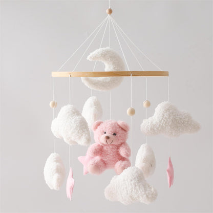 EERKEOD Baby Crib Mobile Bear Nursery Mobile for Boys Girls Teddy Velvet Mobile Nursery Decor for Infant Bedroom Hanging Baby Mobile for Bassinet Newborn Baby Gift（Brown Bear）