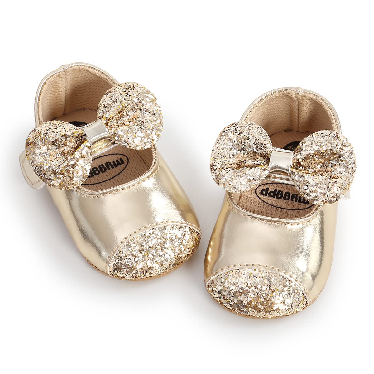 ohsofy Infant Baby Girls Mary Jane Flats Non-Slip Bowknot Princess Wedding Dress Shoes Toddler Crib Shoes