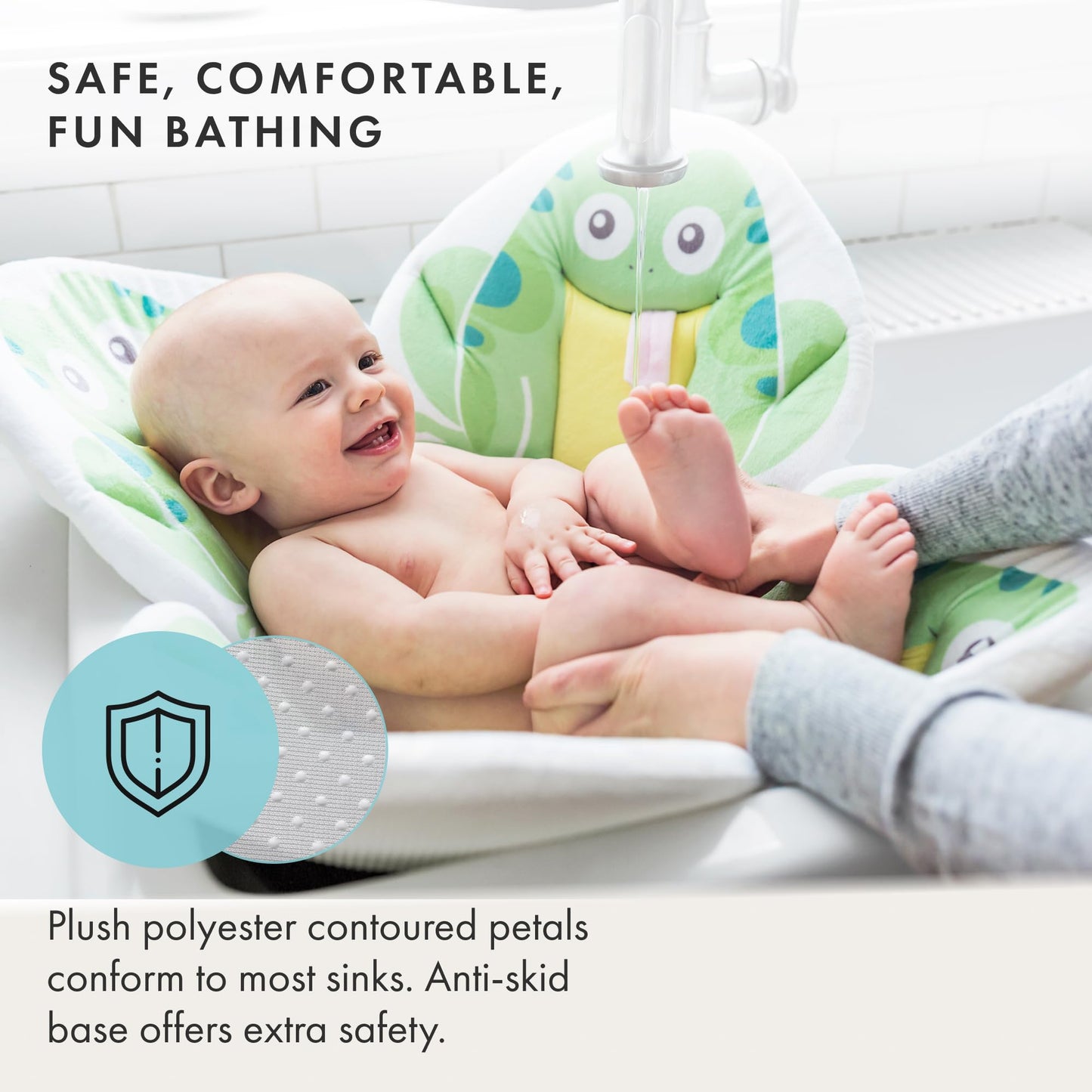 Blooming Bath Baby Bath Seat - Baby Tubs for Newborn Infants to Toddler 0 to 6 Months and Up - Baby Essentials Must Haves - The Original Washer-Safe Flower Seat (Lotus, Gray/White/Yellow)