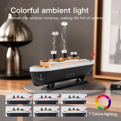 Titanic Humidifier 250ml, Jellyfish Diffuser Cool Mist Ultrasonic Aroma Aromatherapy Diffuser with Remote Control 7 Light 2 Mist Mode Auto Shut-Off for Bedroom Office Hotel(Black)