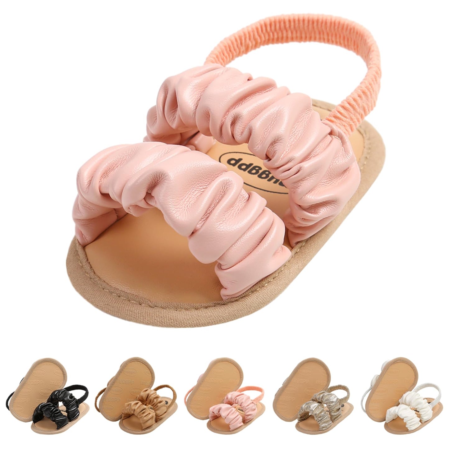 CoKate Baby Girls Sandals Ruffle Bowknot Premium Soft Sole Anti-Slip Open Toe Breathable Summer Outdoor First Walker Shoes Baby Sandals 0-3 months girls