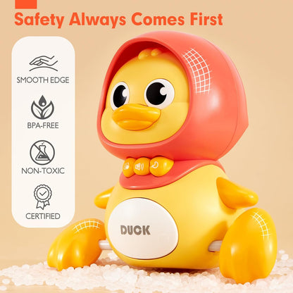 hahaland Crawling Baby Toys 6-12 Months - 3 PCS Musical Mother Duck and Ducklings Toy - Tummy Time Toys Moving Developmental 7 8 9 10 Month Old Toy Must Haves - Shower Gifts Dancing Duck for Babies