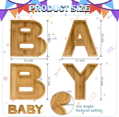 4 Pcs Wood Baby Charcuterie Board Letters, Wooden BABY Letters for Baby Shower, Birthday, Party Food Display Decorations