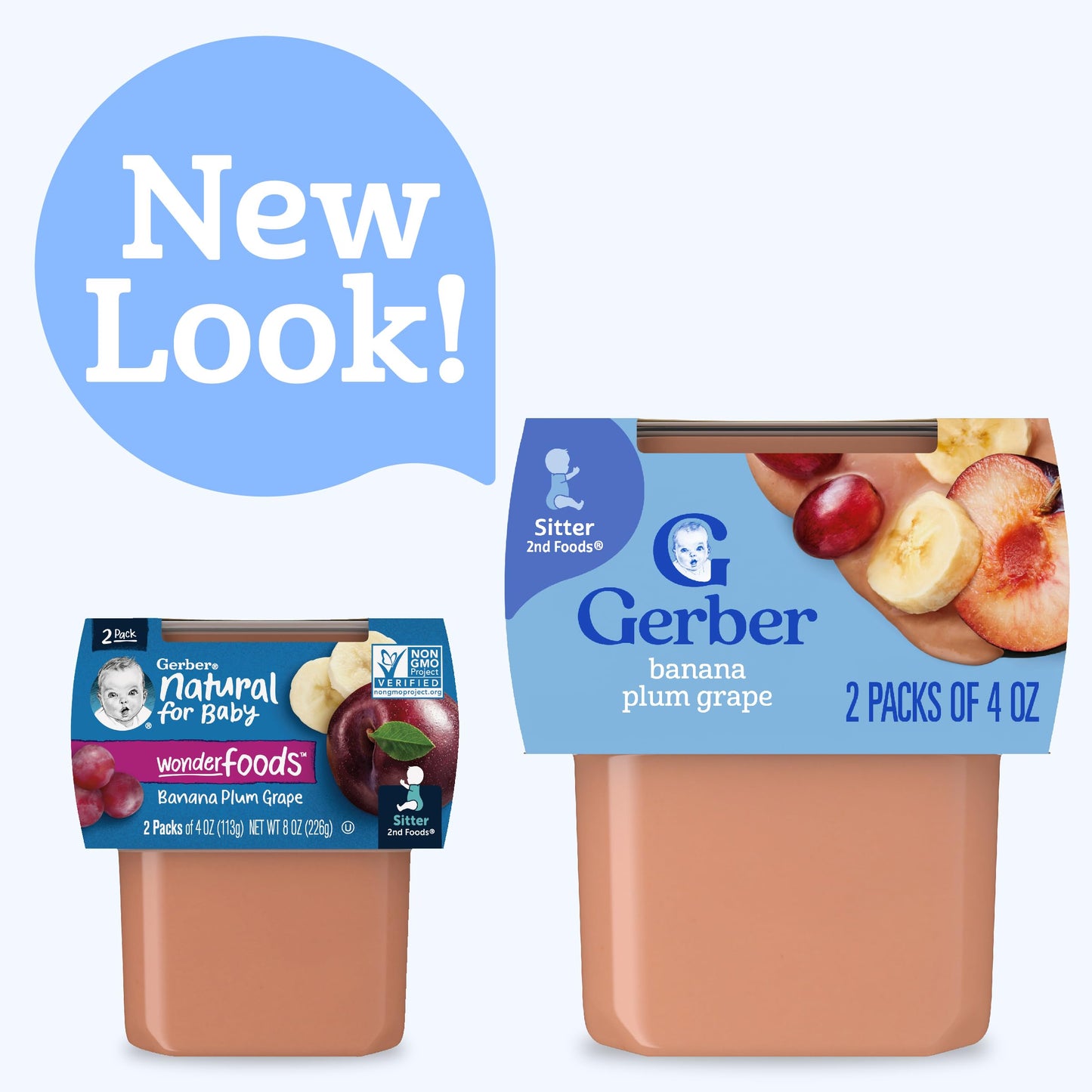 Gerber 2nd Foods Banana Blackberry Blueberry 4 Ounce Tubs, 2 Count (Pack of 8)