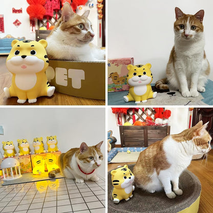 LED Night Light, Cute Tiger Touch Control Soft Silicone Portable Bedroom Lamp, Brightness Adjustable, Non-Flickering Eye-Caring Warm Light, Type-C USB Rechargeable, Timing Function