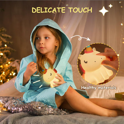 Night Light,LED Silicone Material, 3 Levels of Warm Light, Cute Animal Night Lamp for Kid's Room Decor and Breastfeeding Nursery, Squishy Novelty Bedside Lamp for Boys Girls Baby Children
