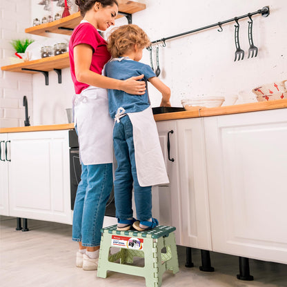 ACSTEP Folding Step Stool 9'' Tall Kids Step Stool Holds Up to 300 lb Plastic Foldable Step Stools for Kids Non-Slip Surface with Carry Handle Collapsible Stool for Home, Outdoor and Indoor(Black)
