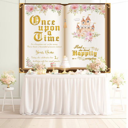 Custom Girl Birthday Backdrop Banner – Princess Fairy Tale Party Decor, Personalized Premium Photo Booth Background for Birthdays, Baby Showers – Durable, Reusable, Easy to Hang (5x7ft)