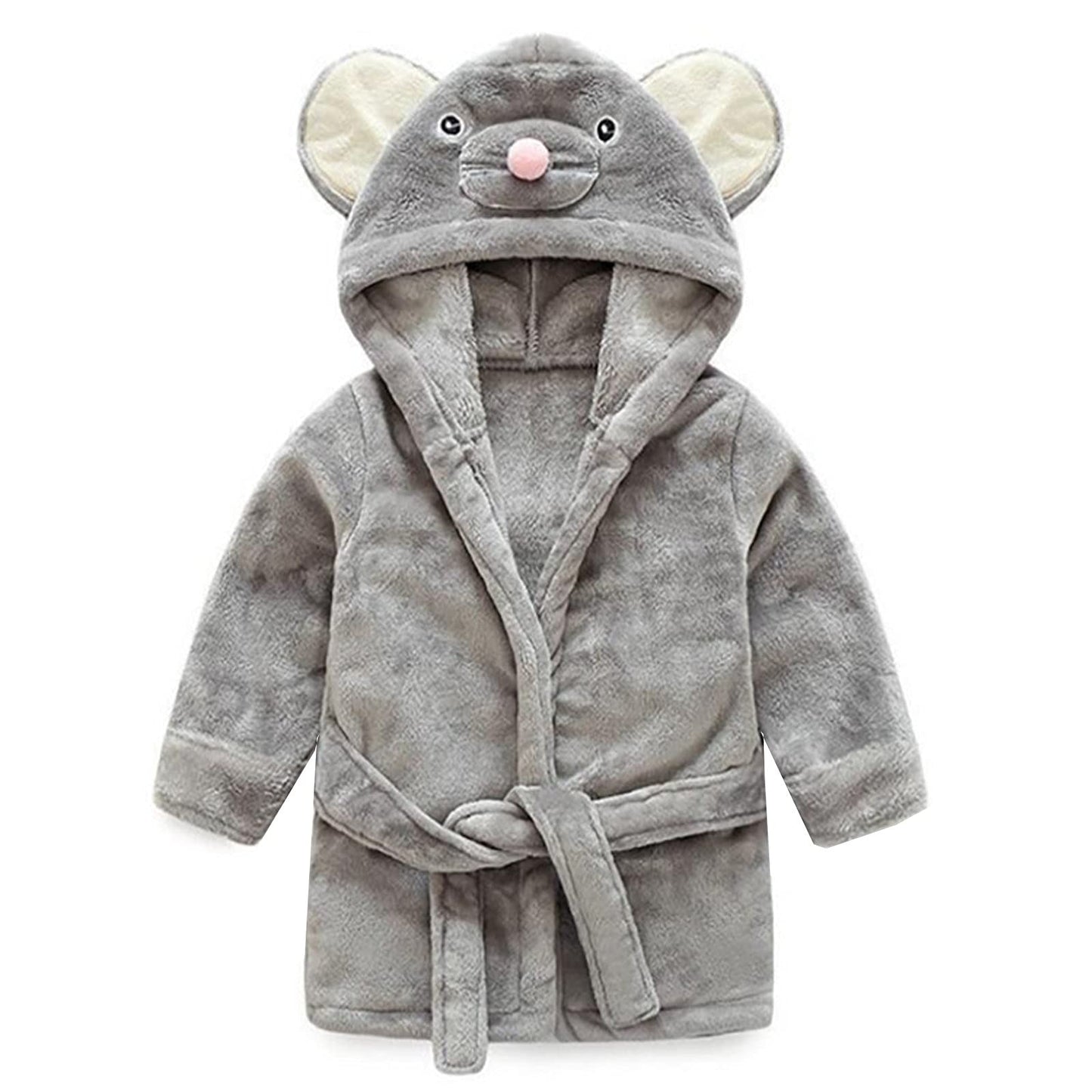 Unisex Baby Plush Bathrobe, Toddler Baby Boys Girls Cute Cartoon Animal Face Robe Flannel Hooded Fleece Bathrobe