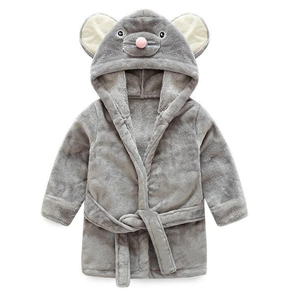Unisex Baby Plush Bathrobe, Toddler Baby Boys Girls Cute Cartoon Animal Face Robe Flannel Hooded Fleece Bathrobe