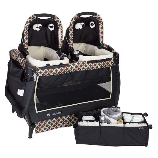 Baby Trend Lil’ Snooze™ Deluxe III Nursery Center® Playard for Twins, Cozy Grey