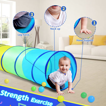 PigPigPen Pop Up Play Tunnel Tent for Toddlers Babies or Dogs, Indoor & Outdoor Toys for Kids Backyard Playset. (Red,Yellow,Blue)