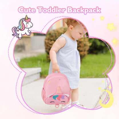 mommore Toddler Backpack for Boys 2-4, 3D Cartoon Mini Kids Travel Bag, Small Baby Backpack with Toddler Leash, Chest Buckle, Water-Resistant Pre-K Schoolbag, Dinosaur