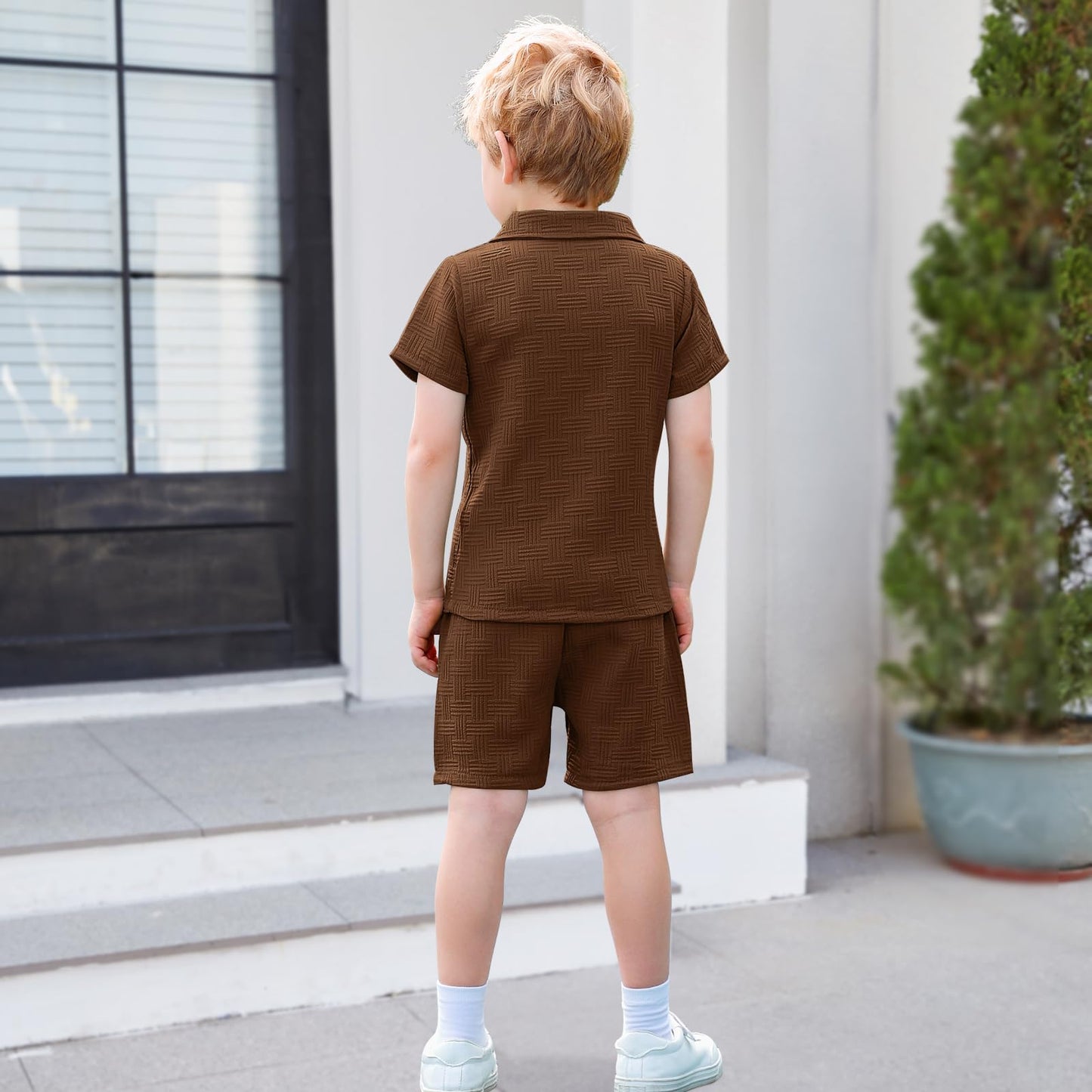 U·nikaka Baby Boys 2 Piece Summer Outfits Casual Toddler Short Sets Little Boys Button Down Shirts Tops and Shorts 2-6Y