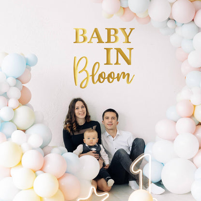 Oh Baby Decal Sign for Backdrop Gold Large Baby in Bloom Baby Shower Decorations Neutral Gender Reveal Decor with Transfer Paper