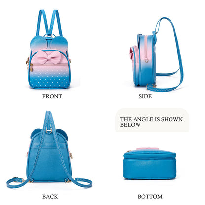 KL928 Girls Bowknot Polka Dot Cute Mini Backpack Small Daypacks Convertible Shoulder Bag Purse for Women