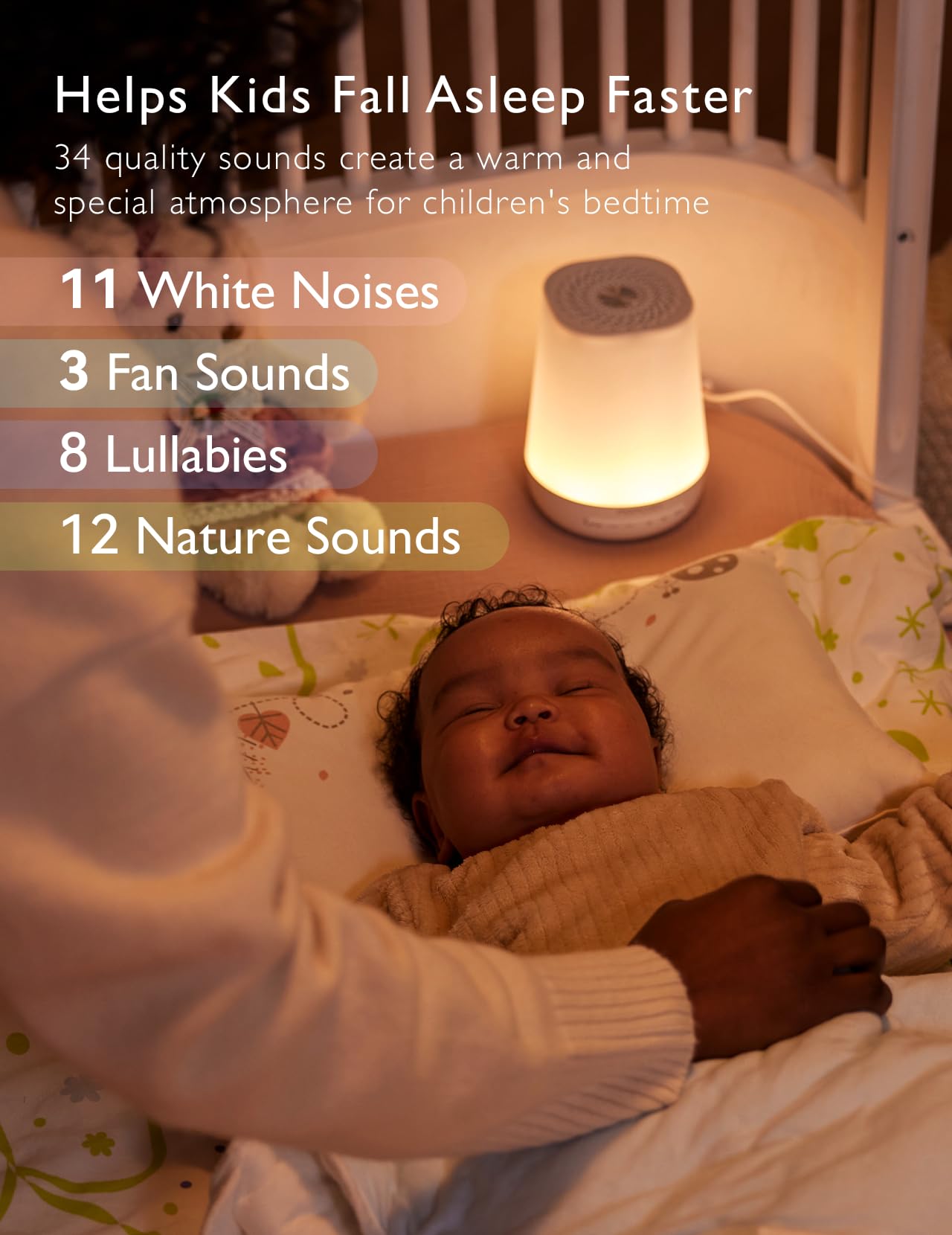 Baby Sound Machine, Momcozy White Noise Machine for Baby Sleeping with Night Light, Toddler Sleep Trainer with 34 Soothing Sounds, Timer, App Remote Control, Personal Sleep Routine(Green)