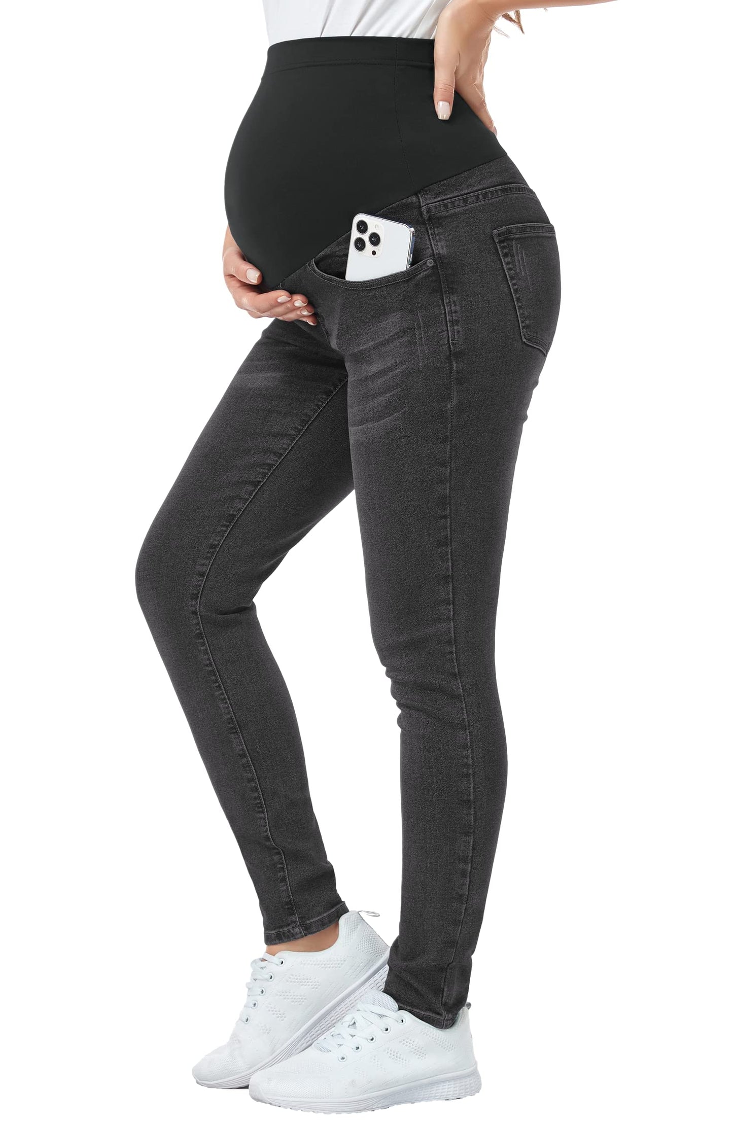 PACBREEZE Women's Maternity Jeans Over Belly Skinny Stretchy Denim Pants Comfy Slim Pregnancy Pants