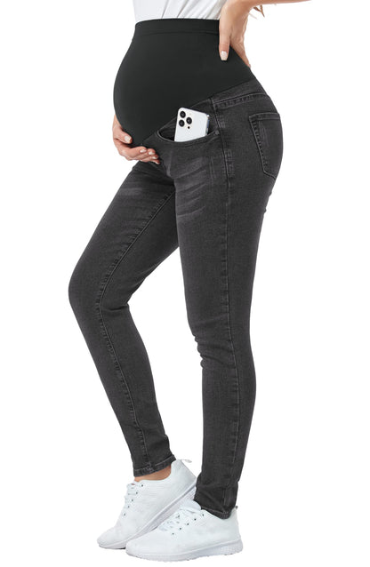 PACBREEZE Women's Maternity Jeans Over Belly Skinny Stretchy Denim Pants Comfy Slim Pregnancy Pants