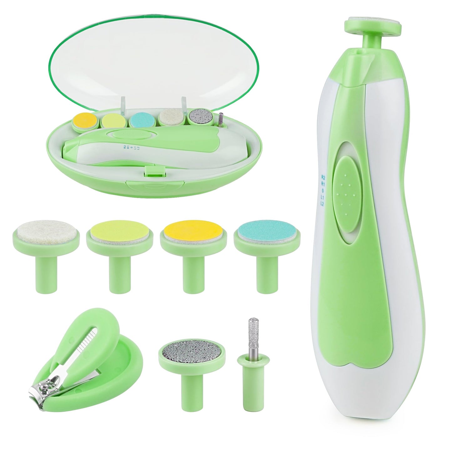 OTTOLIVES Baby Healthcare and Grooming Kit, 24 in 1 Baby Electric Nail Trimmer Set Newborn Nursery Health Care Set for Newborn Infant Toddlers Baby Boys Girls Kids (0-3 Years+) (Green)