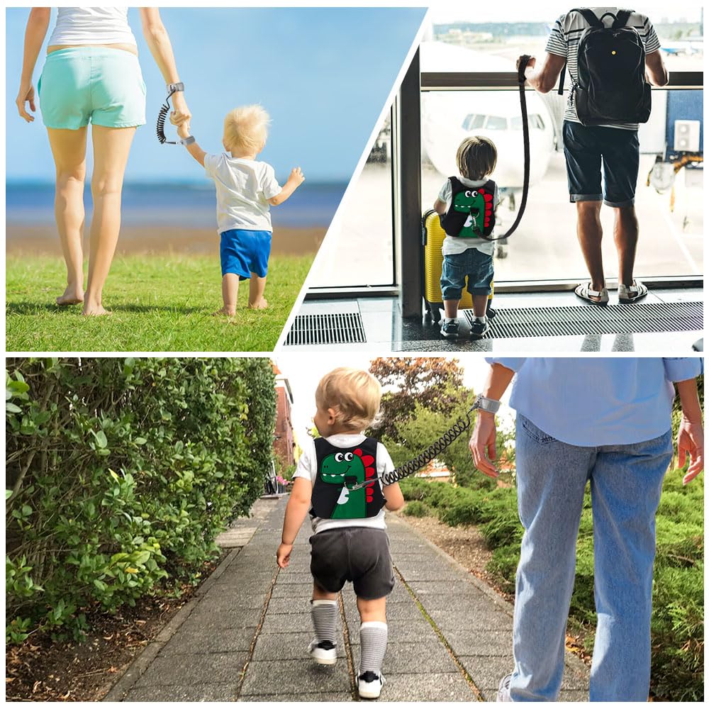 Toddler Leash-Baby Walking Safty Harness and Child Anti Lost Wrist Link for Girls/Boys Travel (Green)