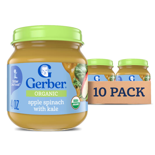 Gerber Stage 1 Baby Food, Organic Butternut Squash Jar, Baby Puree, Non-GMO, Vegetable, Puree Jars Glass, 10-pack