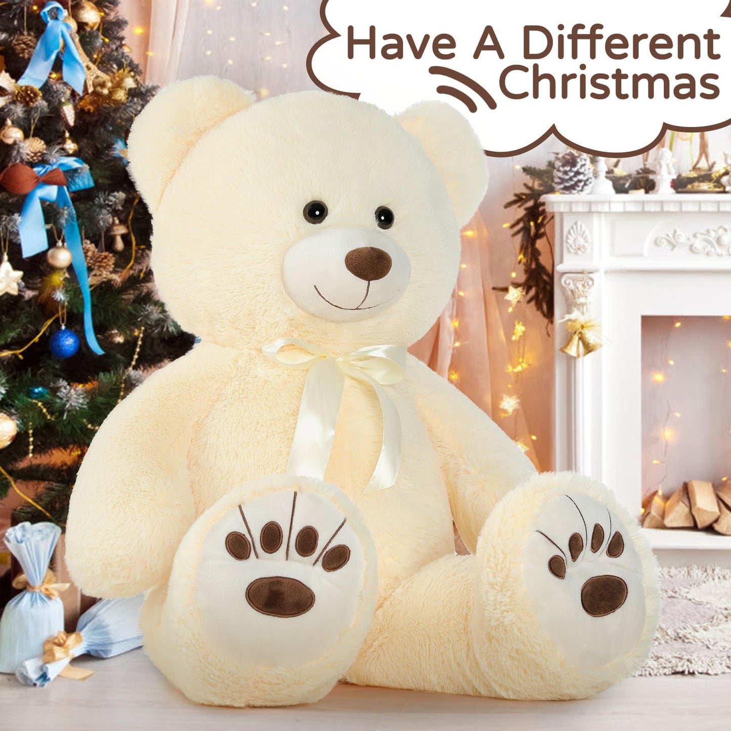 Muiteiur 49 inch Giant Teddy Bear Stuffed Animal, Big Bear Plush with Big Footprint, Great Gift for Party Decorations (Brown)