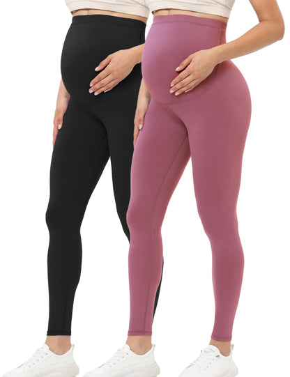 Buttergene Women's Maternity Leggings over the Belly Pregnancy Active Wear Workout Yoga Tights Pants