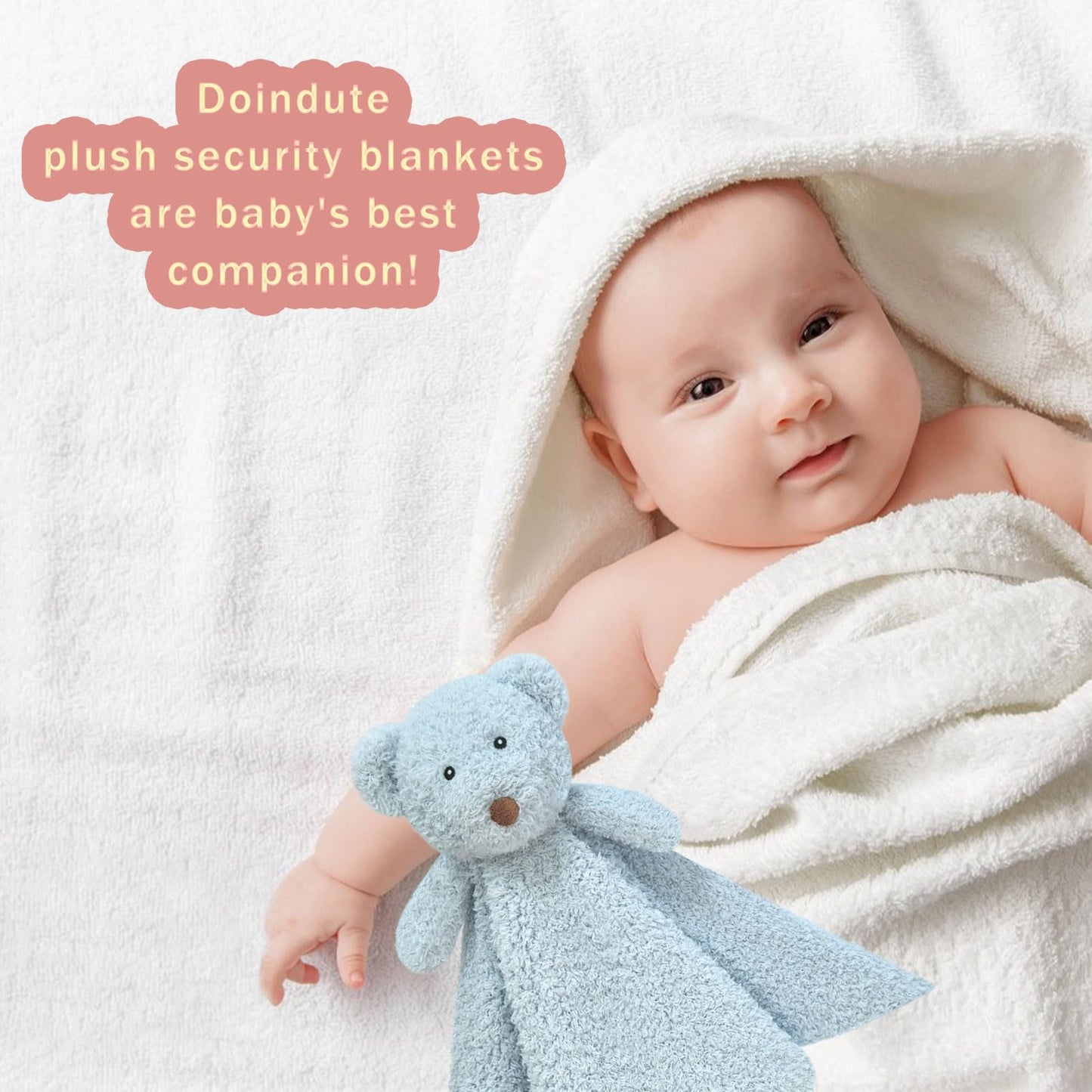 Baby Brown Teddy Bear Soft Stuffed Animal Security Blanket, Plush Bear Character Lovey Blanket, Baby Shower/Nursery Gift, Newborn Infant Toddler Snuggle Blankie for Boys Girls, 14 Inches