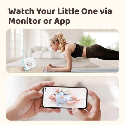 NETVUE Upgraded Baby Camera Monitor Video - 5000mAh Baby Monitor with Camera and Audio, 5" Display, 4 in 1 Bracket Meets The Needs in All Scenarios, Smart Phone App, Cry Detection