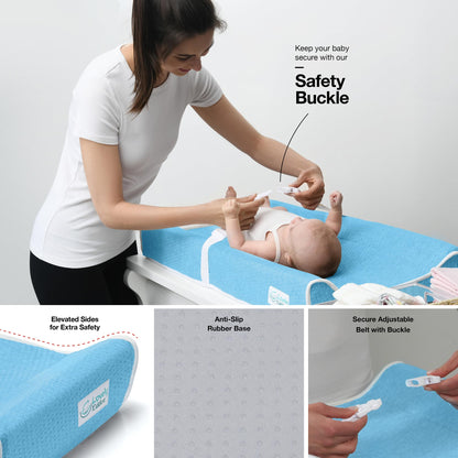 Changing Pad - Foam Contoured Baby Changing Pad for Dresser, Washable Soft & Removable Non-Slip Outer Cover + Inner Waterproof Lining, Bonus Portable Toy Bar with Music Mode Included