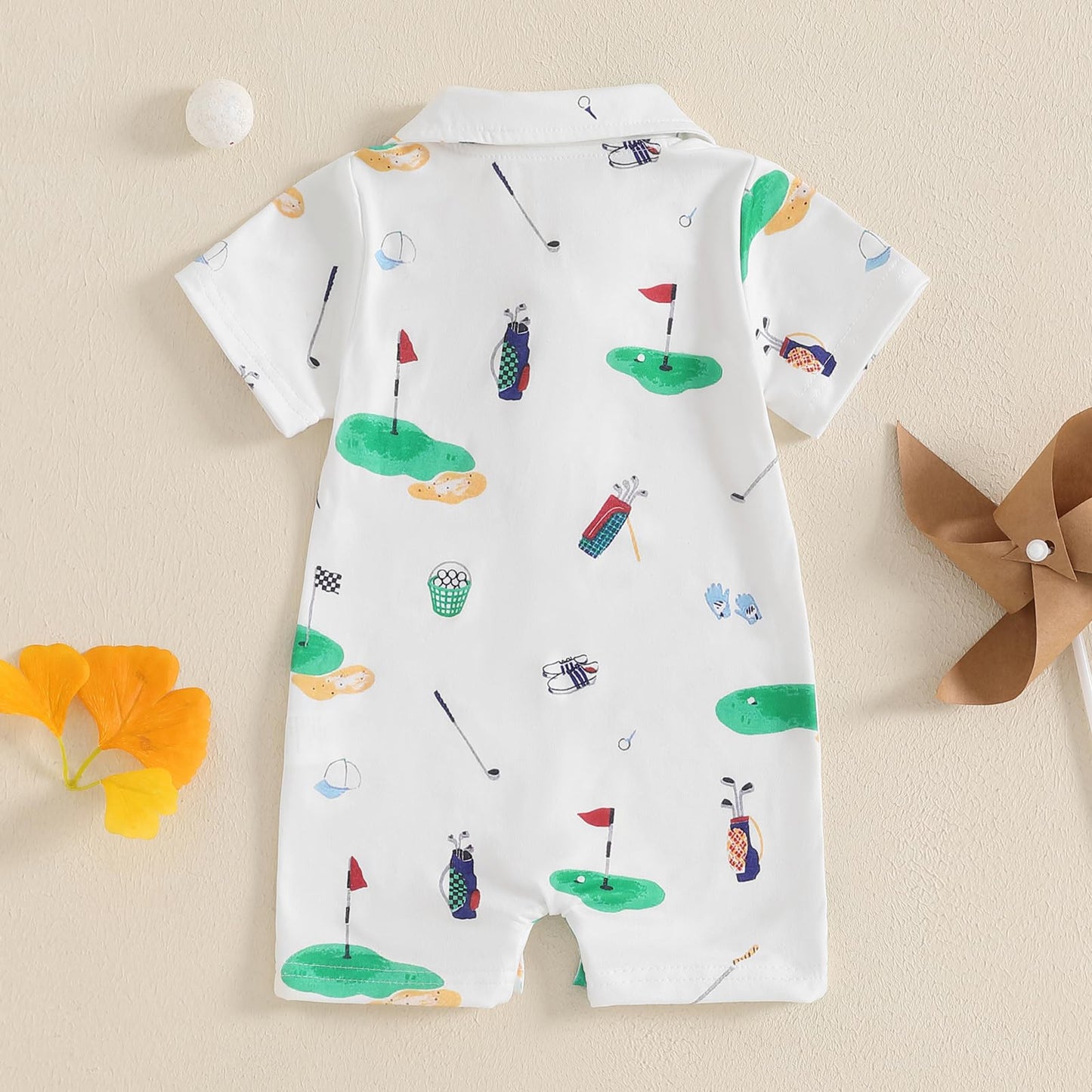 Baby Boy Rompers Half Button-up Jumpsuit Short Sleeve Bodysuit Summer Clothes