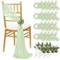 QueenDream Light Blue Sashes Chair Aisle Decorations: 24 Pack Baby Shower Chair Cover 8FT Long Tulle Draping Fabric Wedding Reception Church
