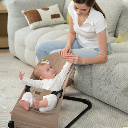 Baby Bouncer,Baby Bouncer Seat,Portable Infant Bouncer with 3-Point Safety Harness,Ergonomic Bouncy Seat, Newborns Bouncer for Babies 0-6 Months up to 20lbs,ASTM-Certified(Pink)