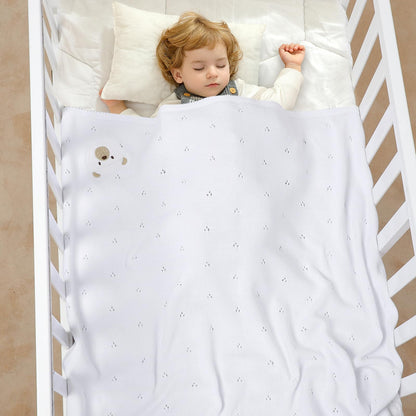 mimixiong Organic Cotton Baby Blanket Neutral Knitted Soft Crib Nursery Swaddling Receiving Blankets for Newborn Baby Boy Girl 40x30 Inch (Oatmeal)