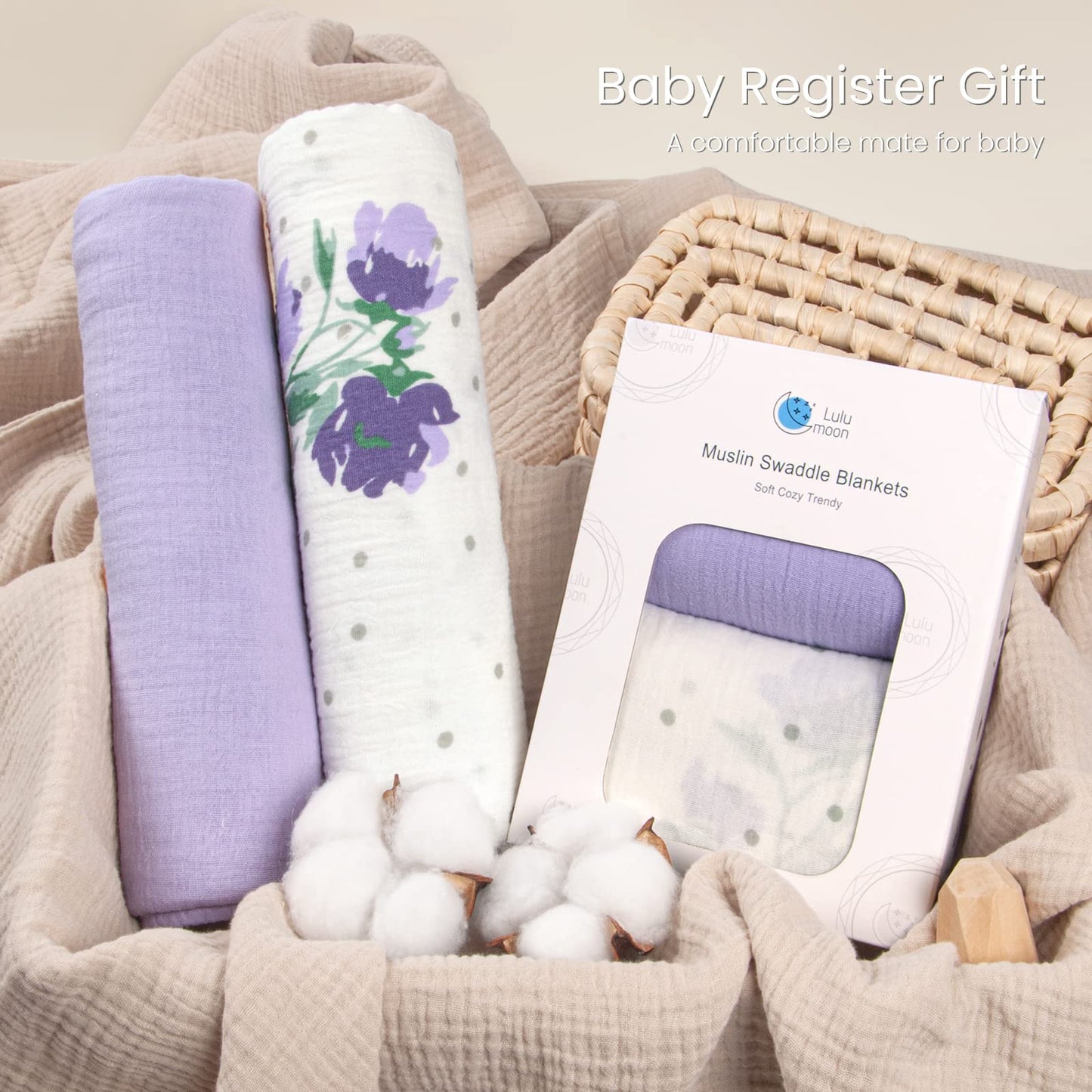 Swaddle Baby Blanket: Waffle Blanket with Satin Strim - Soft Breathable Toddler Blanket for Nursing Cover - Cotton Crib Blanket for Naptime（Cream）