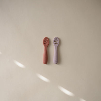 mushie Silicone First Feeding Baby Spoons | 2 Pack (Tradewinds/Shifting Sand)
