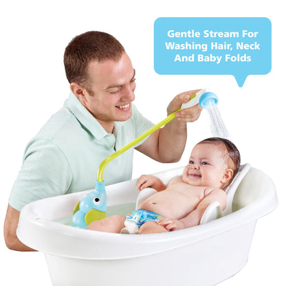 Yookidoo Baby Bath Shower Head - Elephant Water Pump with Trunk Spout Rinser - Control Water Flow from 2 Elephant Trunk Knobs for Maximum Fun in Tub or Sink for Newborn Babies